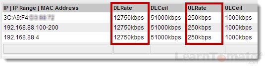 Set bandwidth limits based on IP address or MAC address