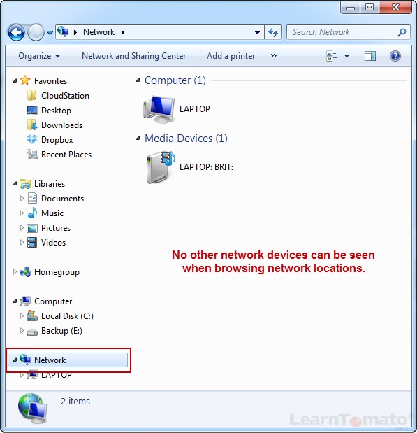 When you browse network locations while connected to the guest network, you should not see other clients.