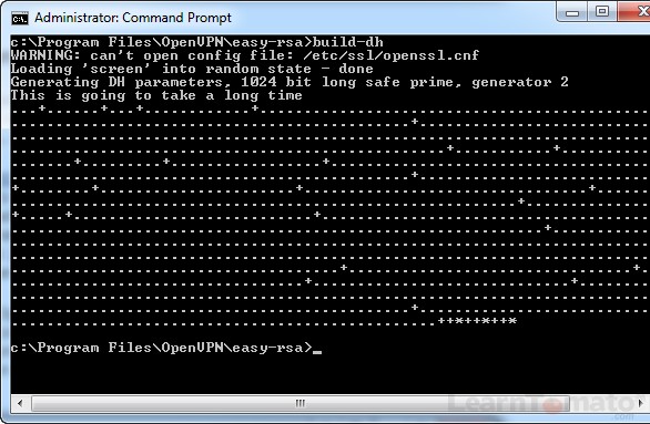 Use the CMD prompt to build Diffie Hellman parameters.