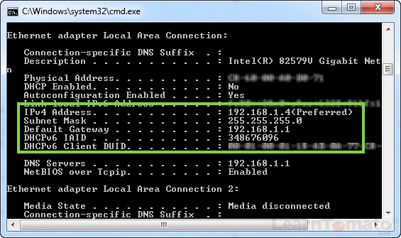 Use CMD ipconfig /all to display the IP address.