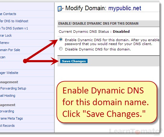 Enable Namecheap Dynamic DNS for this domain name and save your changes.