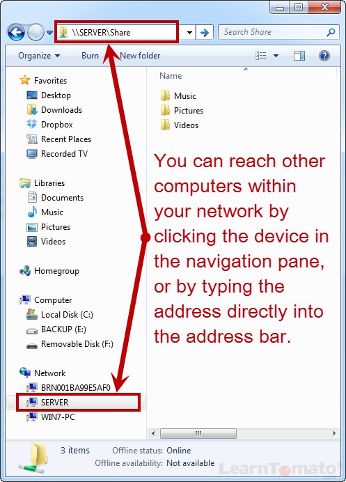 Browse network locations using the hostname of the NAS server