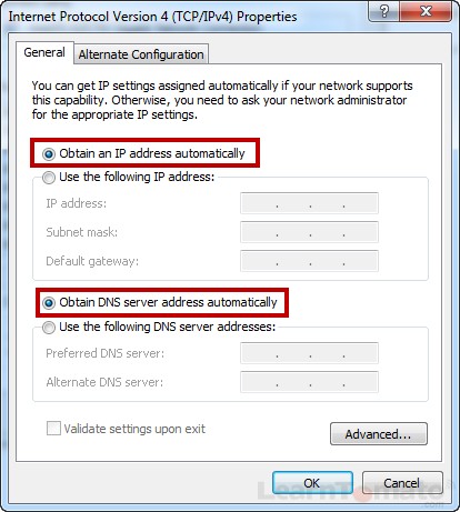 Select DHCP to obtain IP address automatically