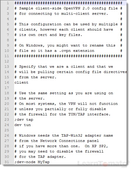 Sample OpenVPN client file
