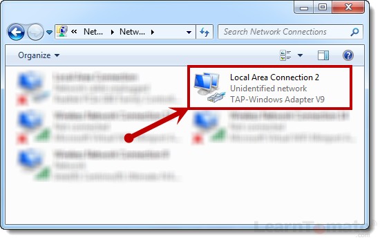 View OpenVPN LAN connection for the TAP adapter.
