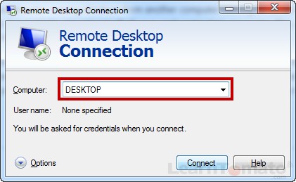 When using remote desktop connection over LAN, enter the Host ID of the computer you wish to connect to.