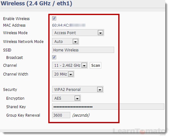 How to setup a routers wireless access point with SSID, AP mode, and wireless security.