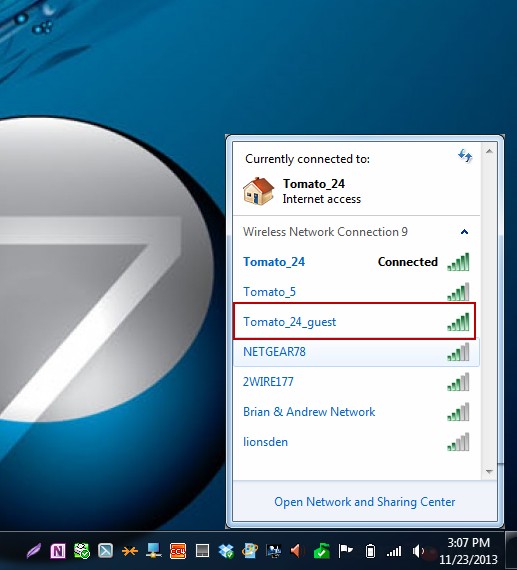 The Tomato guest wifi network is now available.