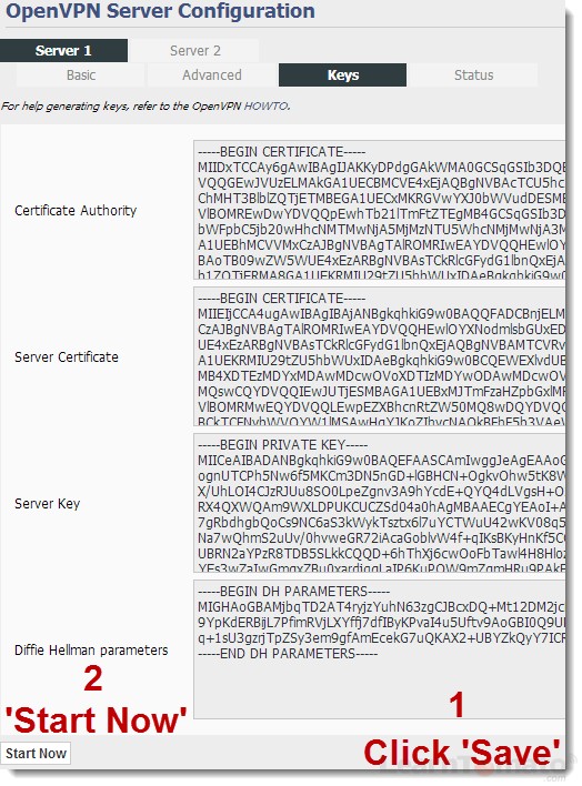 Tomato OpenVPN SSL keys