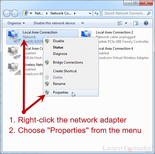 View network adapter properties for the Network Interface Controller