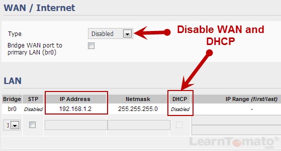 WDS bridge settings on a Tomato router